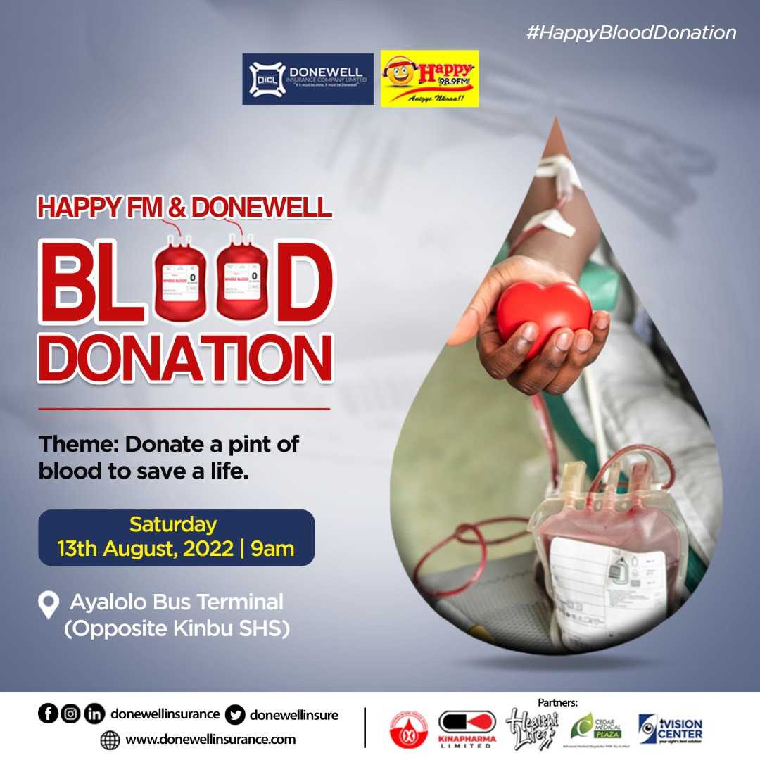 Donewell Insurance LTD partners Happy FM to stock National Blood Bank. image